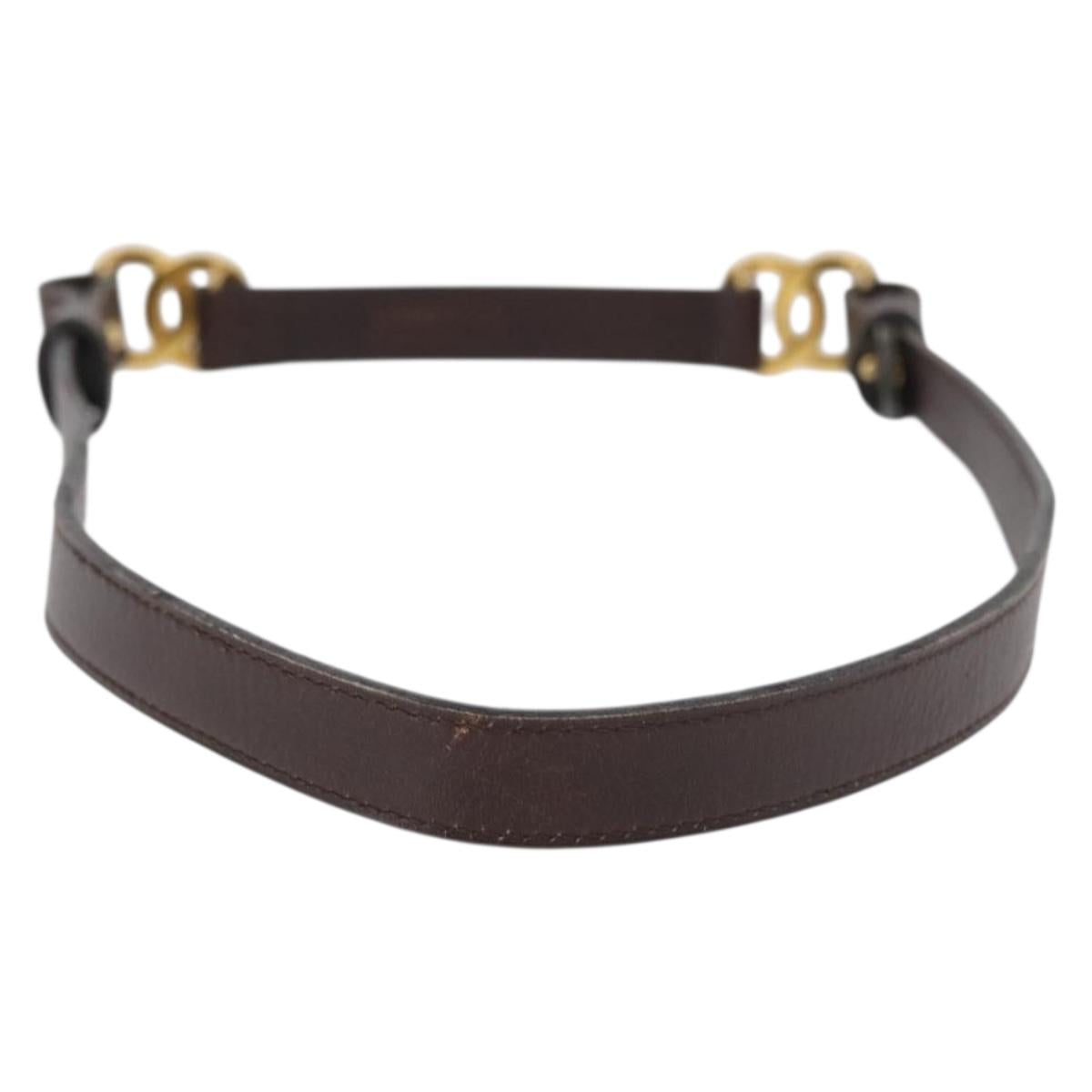 CHANEL Belt Leather 27.6"" Brown Gold CC Auth bs32171