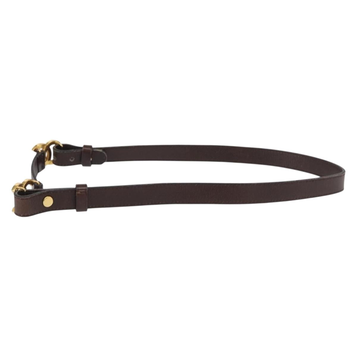 CHANEL Belt Leather 27.6"" Brown Gold CC Auth bs32171