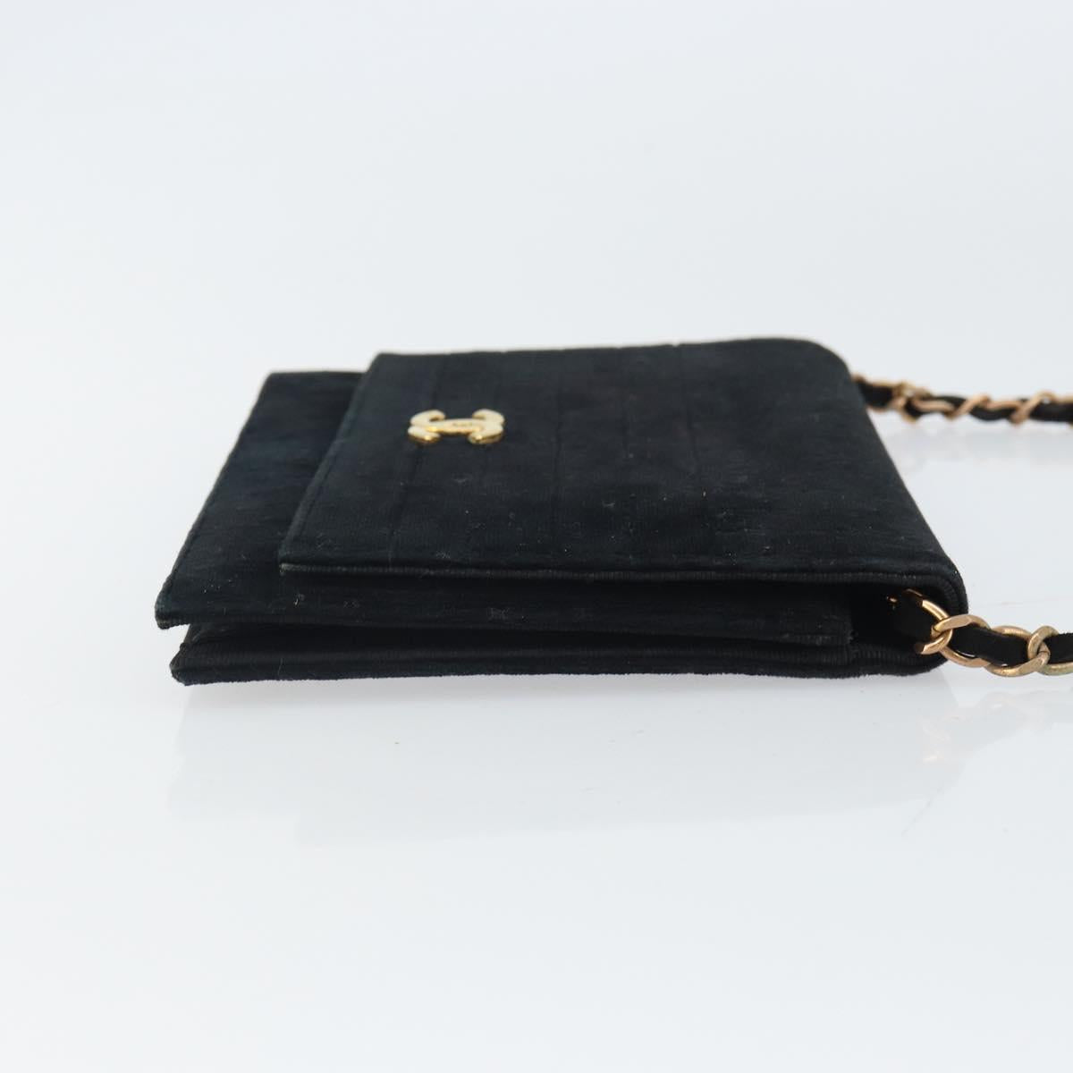 CHANEL Mademoiselle Chain Shoulder Bag Velor Black Gold CC Auth bs32175