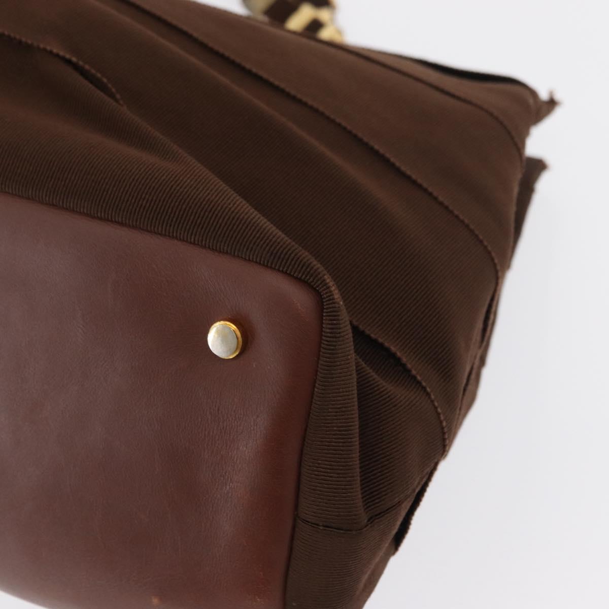 Salvatore Ferragamo Vala Tote Bag Canvas Brown Gold Auth bs32177