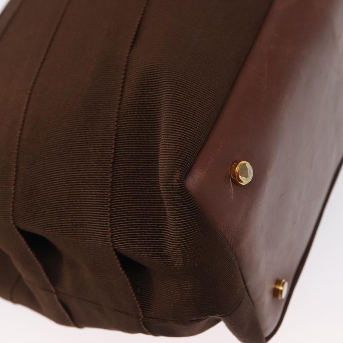 Salvatore Ferragamo Vala Tote Bag Canvas Brown Gold Auth bs32177
