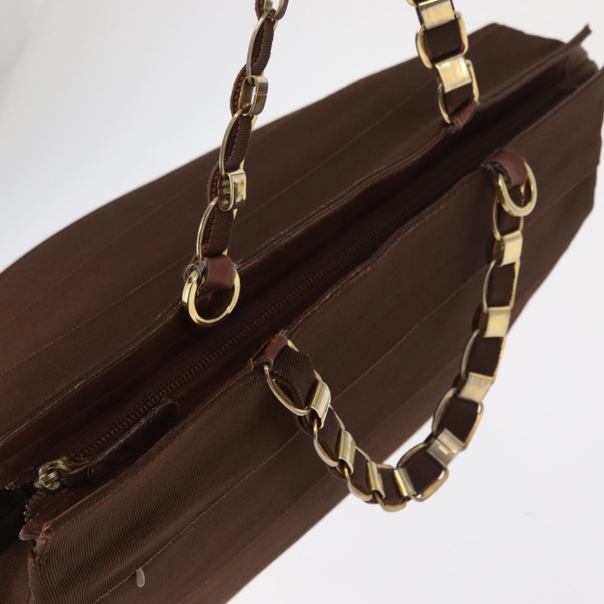 Salvatore Ferragamo Vala Tote Bag Canvas Brown Gold Auth bs32177