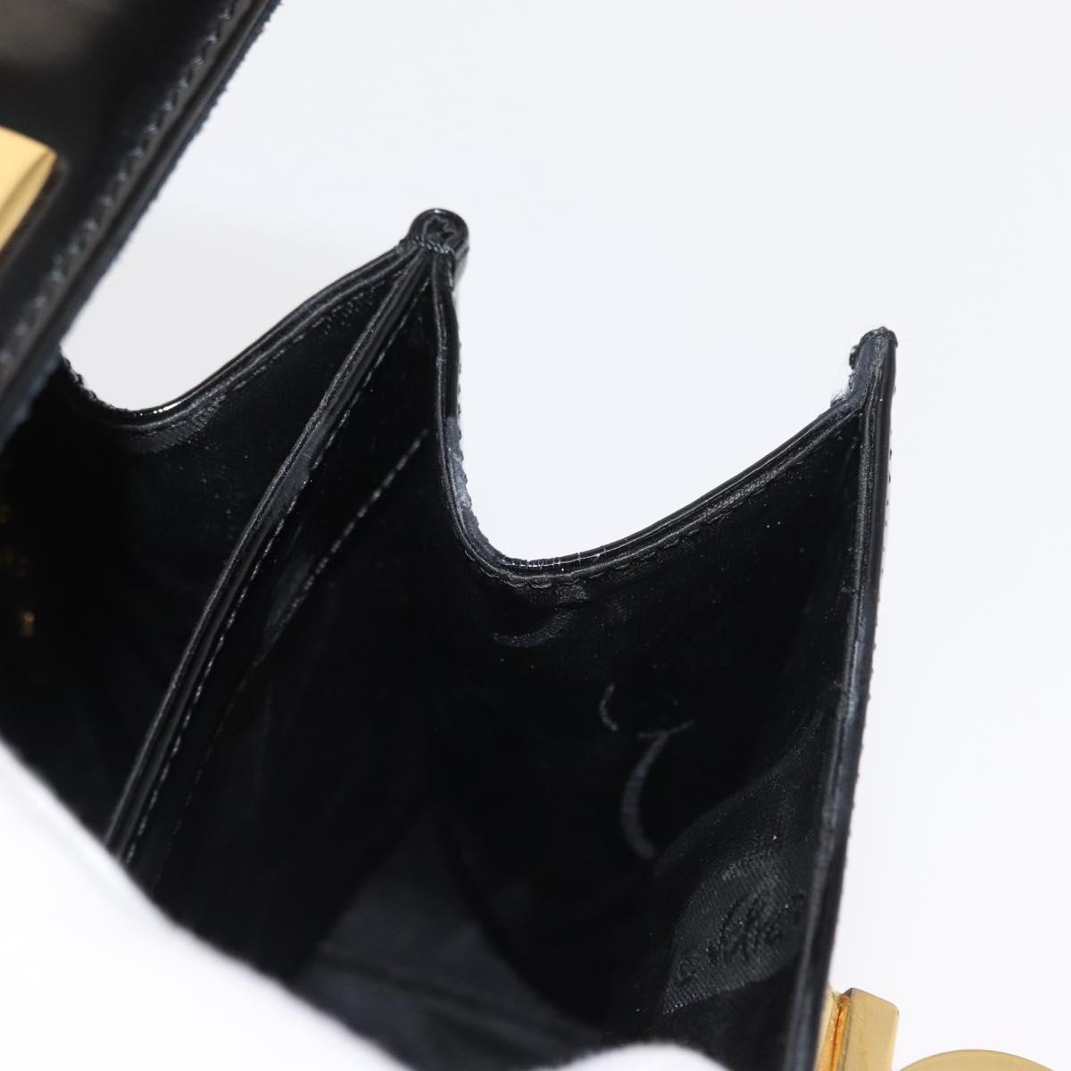 Salvatore Ferragamo Gancini Hand Bag Patent leather 2way Black Gold Auth bs32178