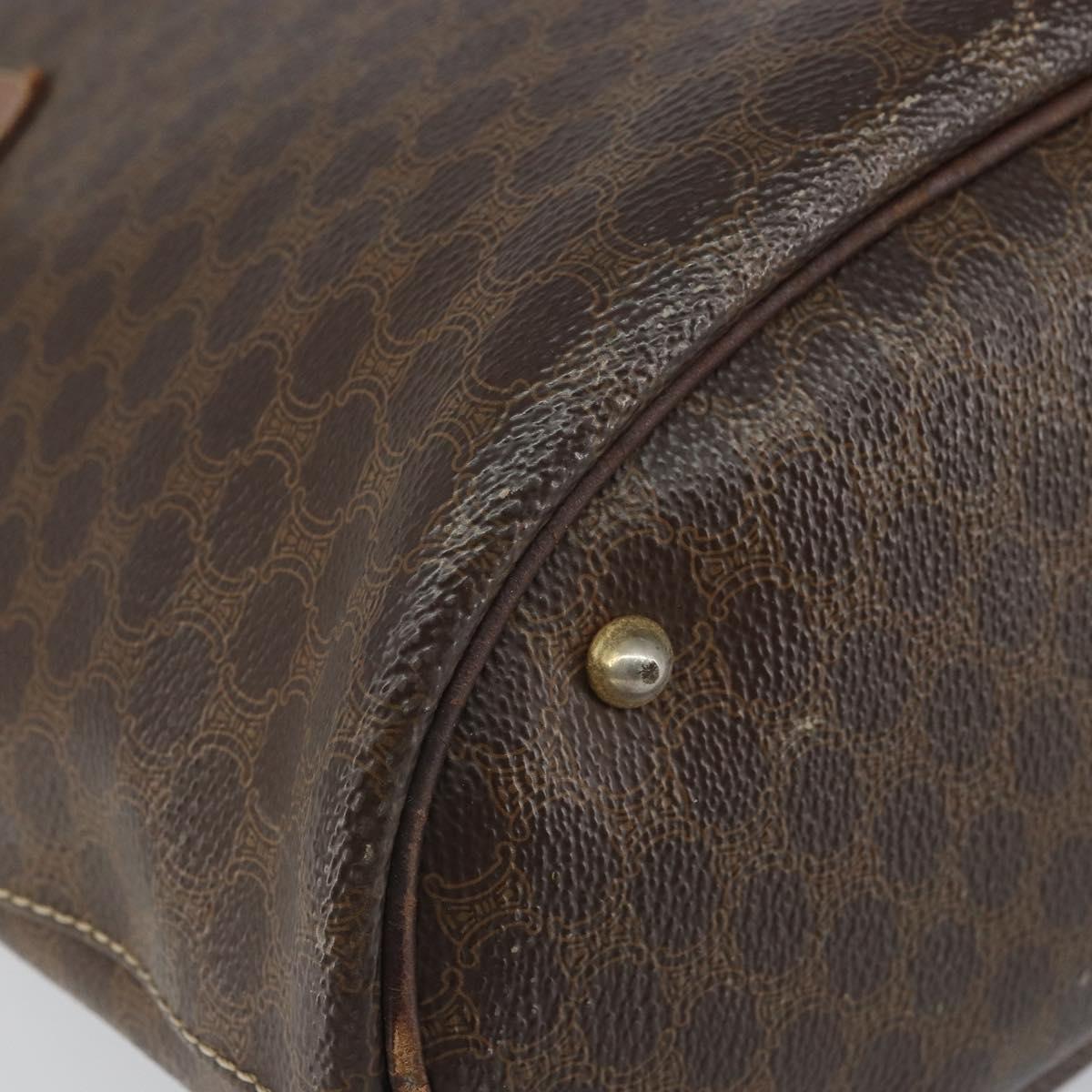 CELINE Macadam Canvas Tote Bag PVC Leather Brown Gold Auth bs32180