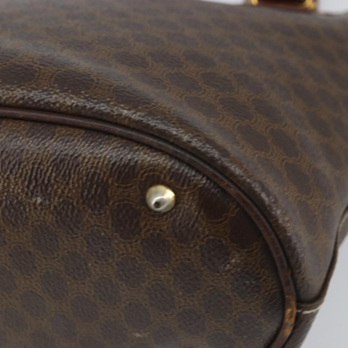 CELINE Macadam Canvas Tote Bag PVC Leather Brown Gold Auth bs32180