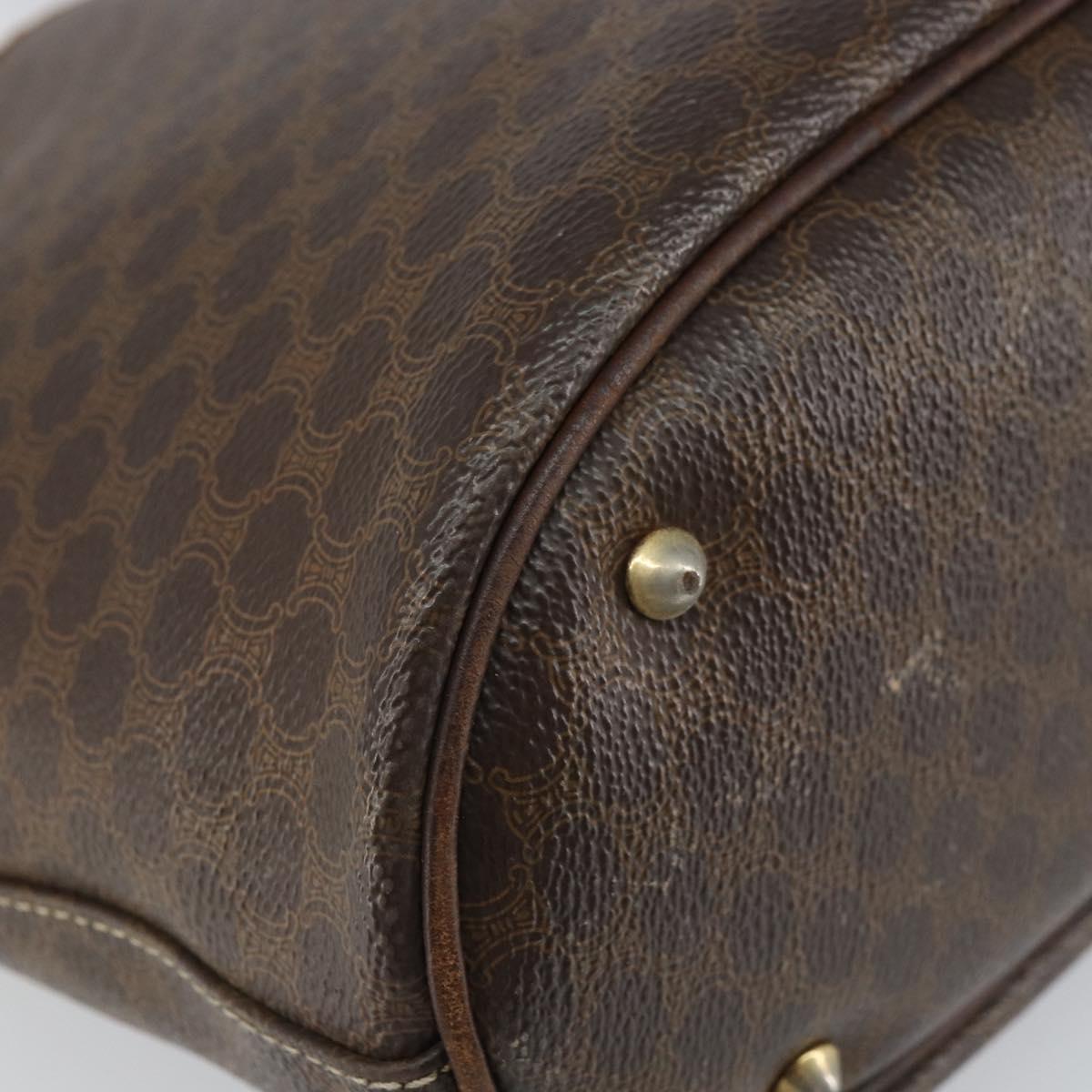 CELINE Macadam Canvas Tote Bag PVC Leather Brown Gold Auth bs32180