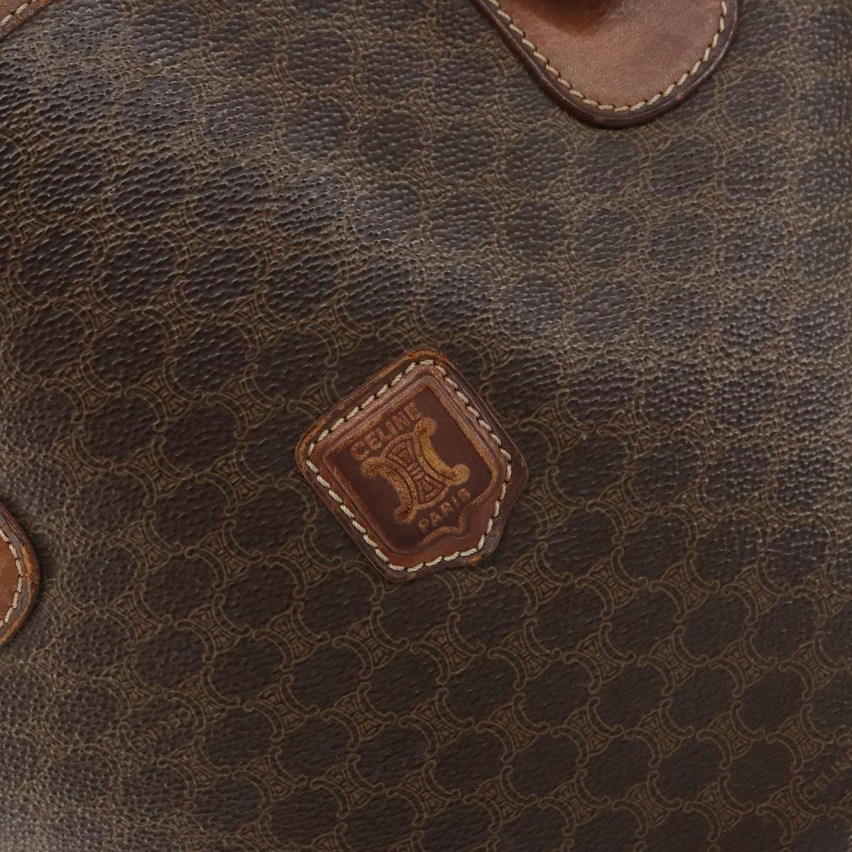 CELINE Macadam Canvas Tote Bag PVC Leather Brown Gold Auth bs32180