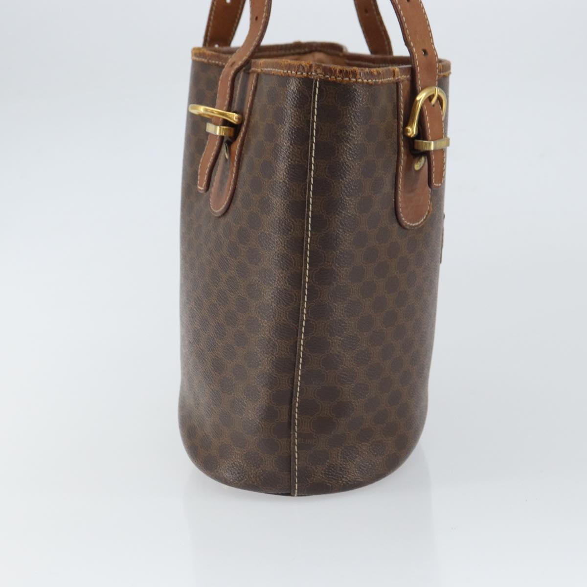 CELINE Macadam Canvas Tote Bag PVC Leather Brown Gold Auth bs32180