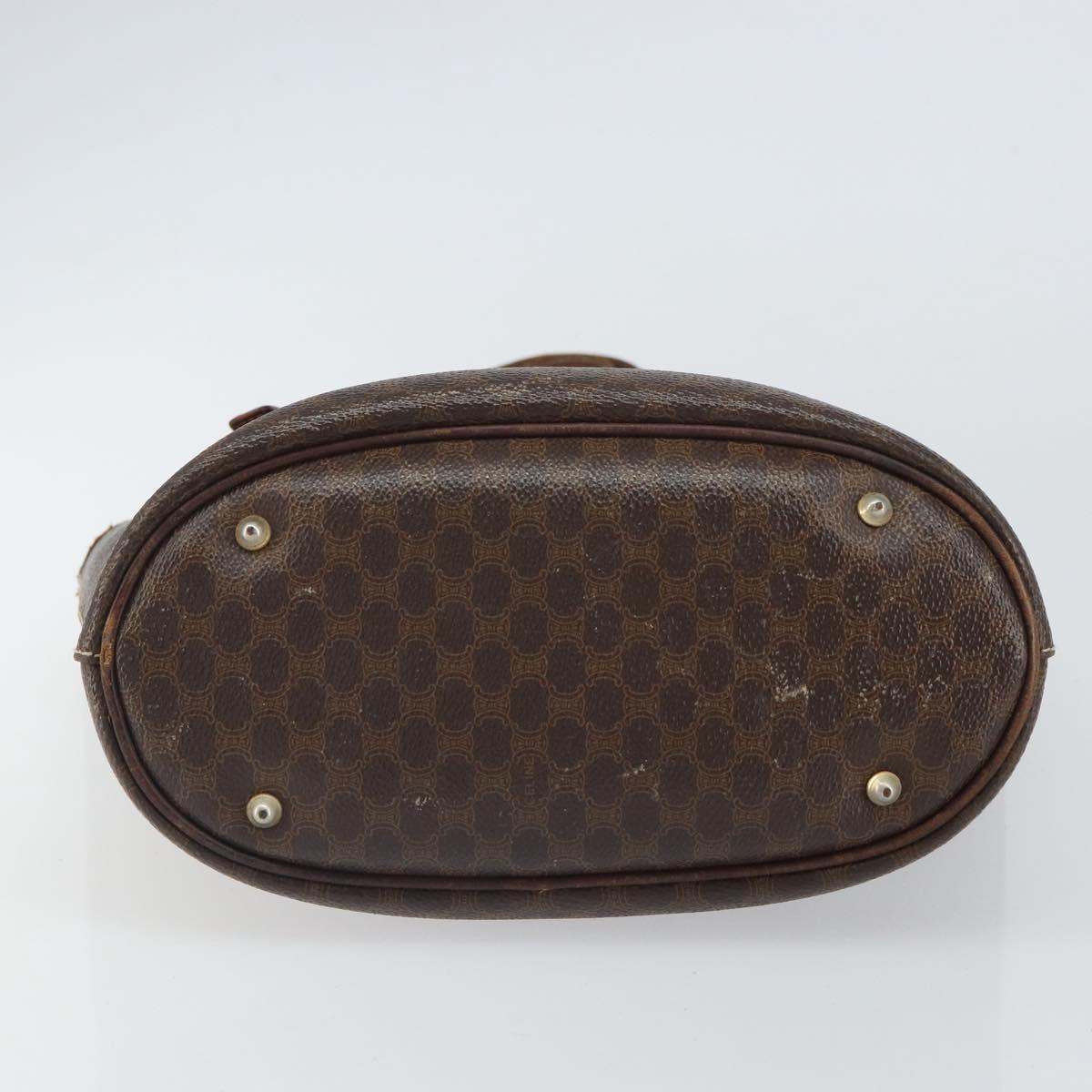 CELINE Macadam Canvas Tote Bag PVC Leather Brown Gold Auth bs32180