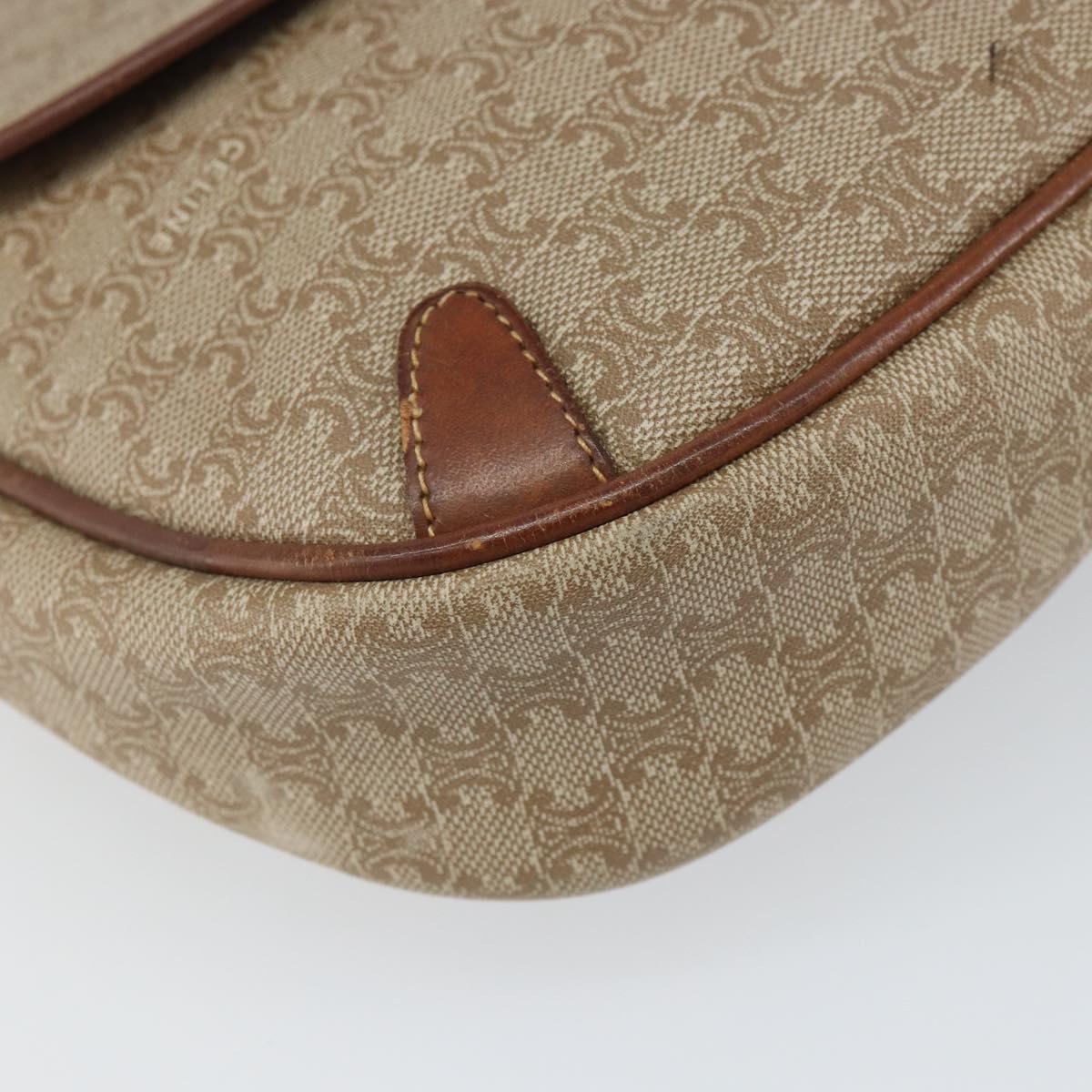 CELINE Macadam Canvas Shoulder Bag PVC Beige Gold Auth bs32181