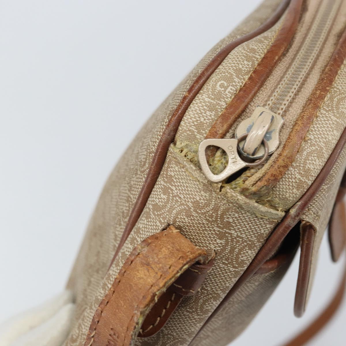 CELINE Macadam Canvas Shoulder Bag PVC Beige Gold Auth bs32181
