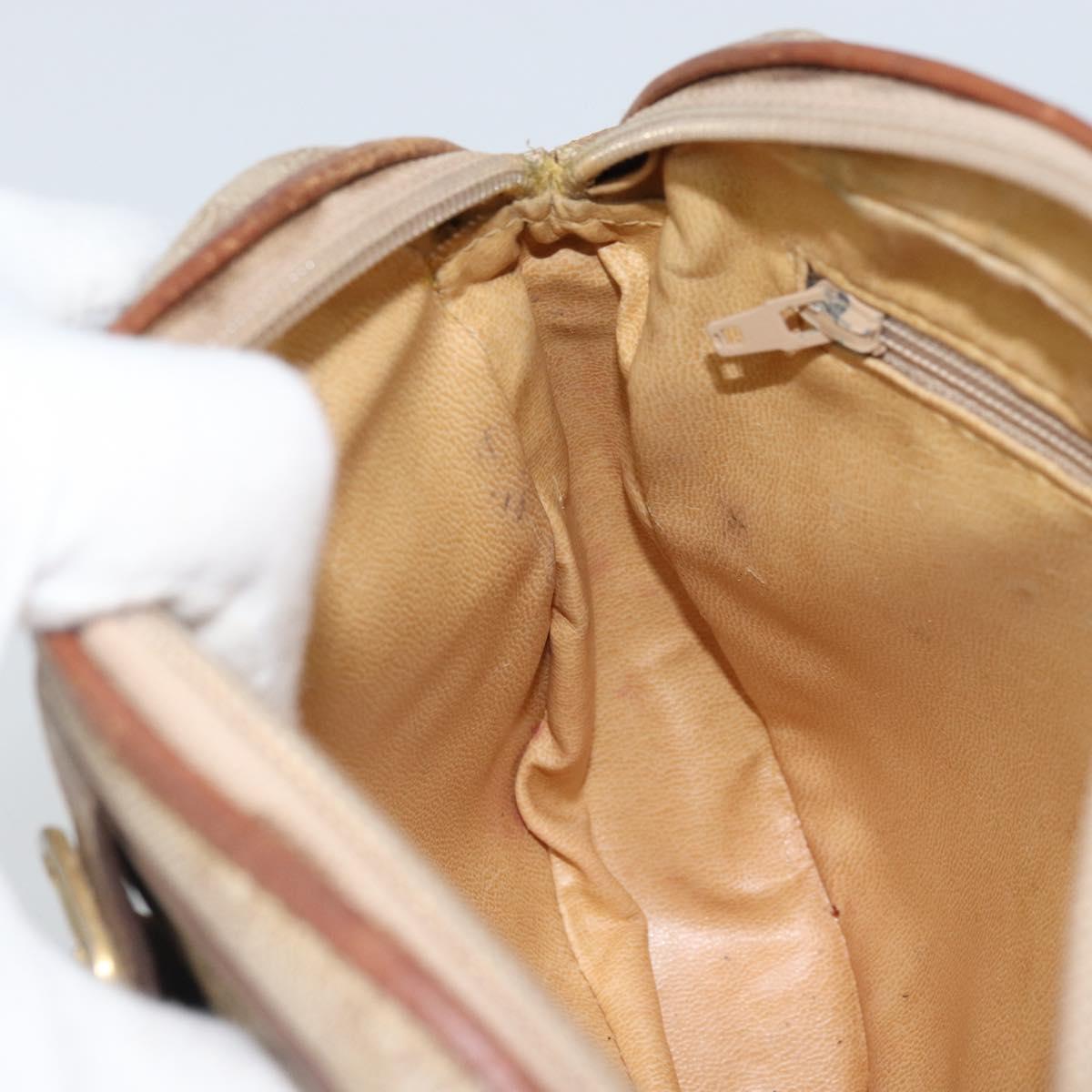 CELINE Macadam Canvas Shoulder Bag PVC Beige Gold Auth bs32181