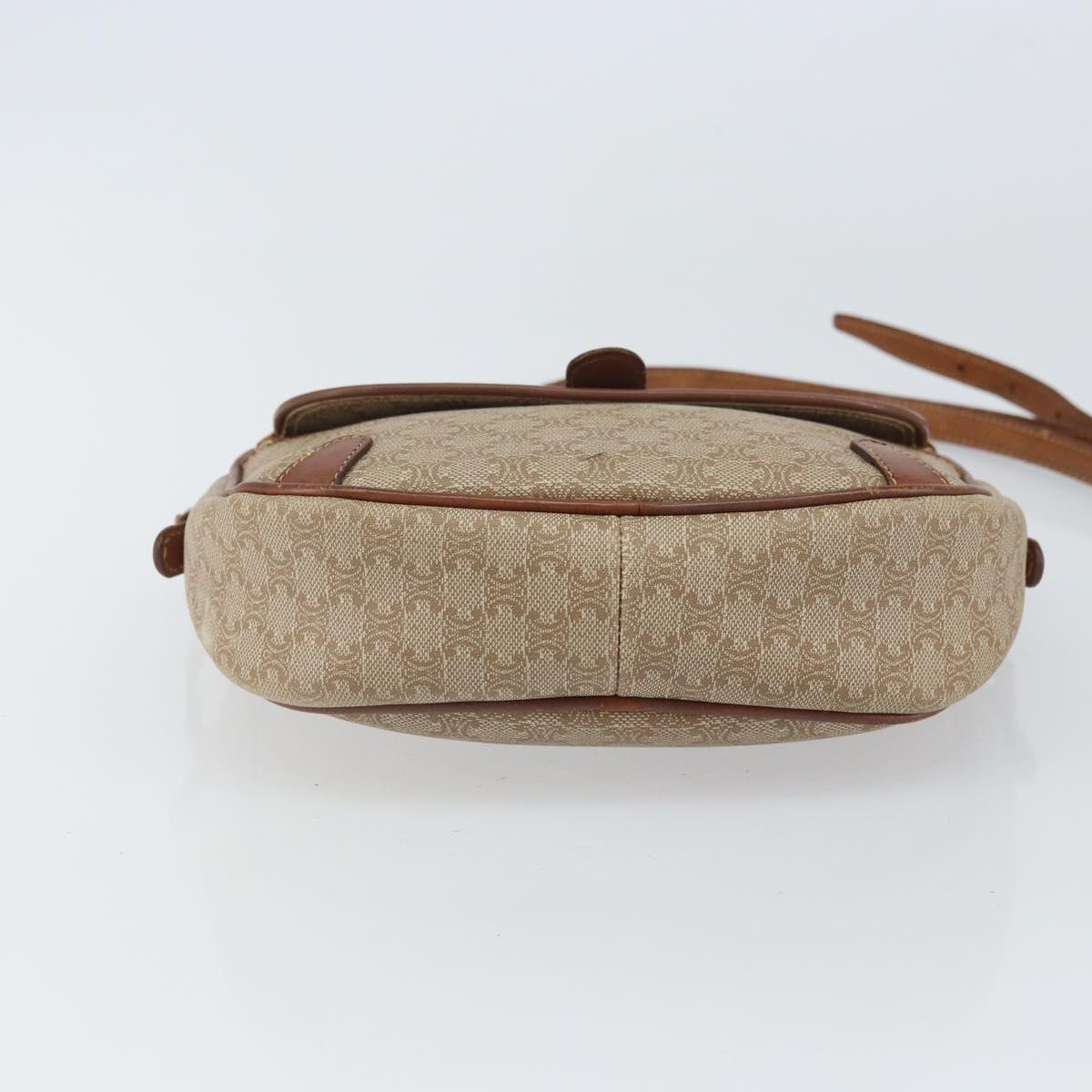 CELINE Macadam Canvas Shoulder Bag PVC Beige Gold Auth bs32181