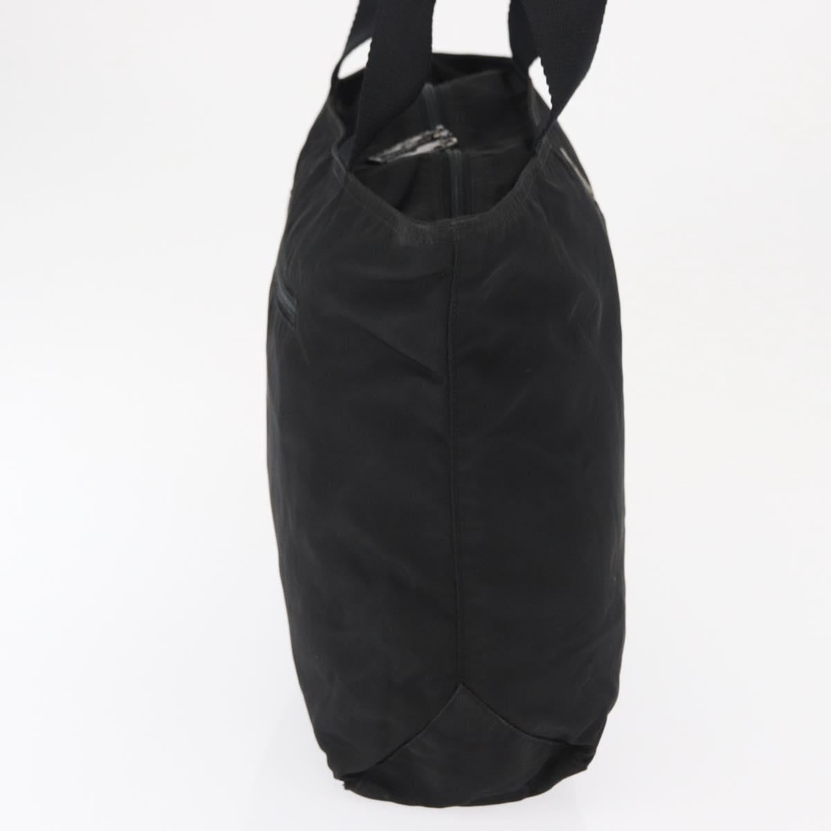 PRADA Tote Bag Nylon Black Silver Auth bs32184