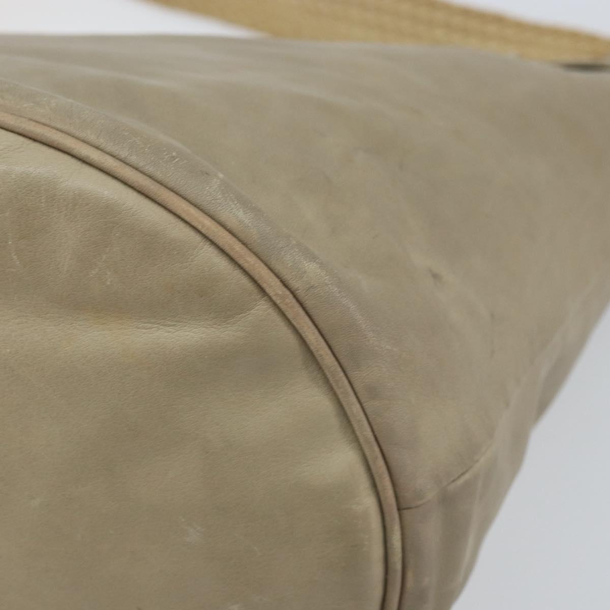 BOTTEGA VENETA Shoulder Bag Leather Beige Auth bs32186
