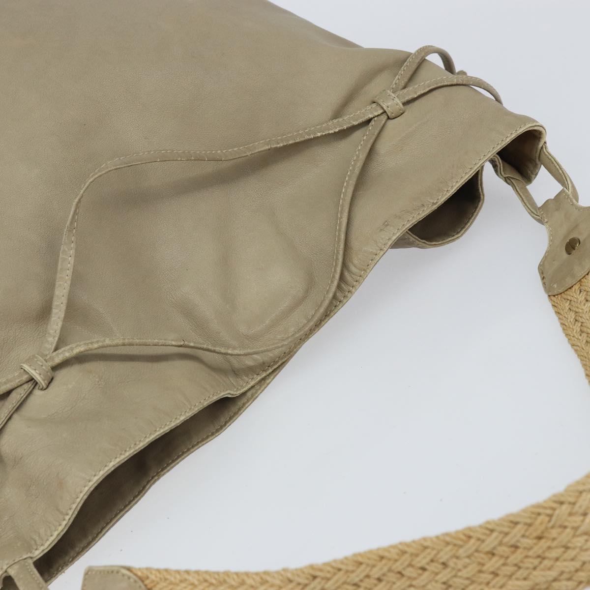 BOTTEGA VENETA Shoulder Bag Leather Beige Auth bs32186