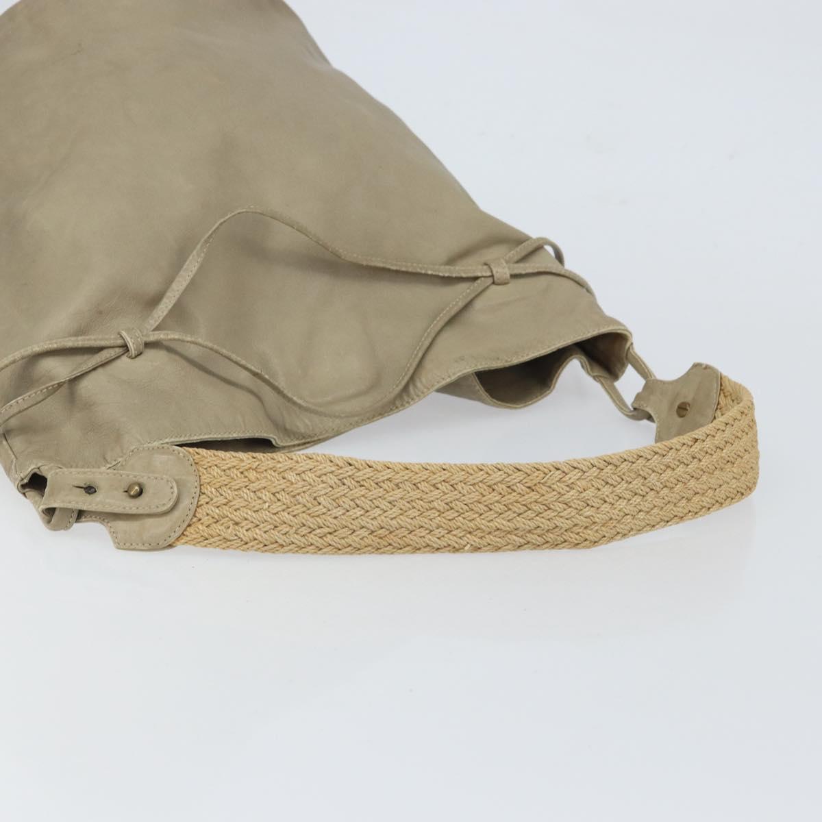 BOTTEGA VENETA Shoulder Bag Leather Beige Auth bs32186