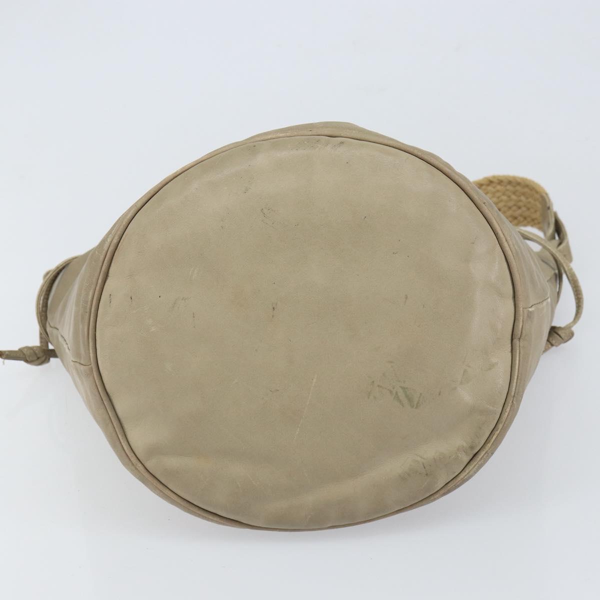 BOTTEGA VENETA Shoulder Bag Leather Beige Auth bs32186