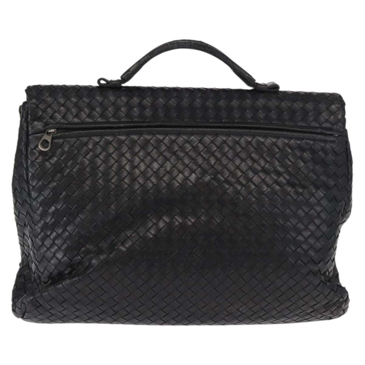 BOTTEGA VENETA INTRECCIATO Business Bag Leather Black 113095 Auth bs32187