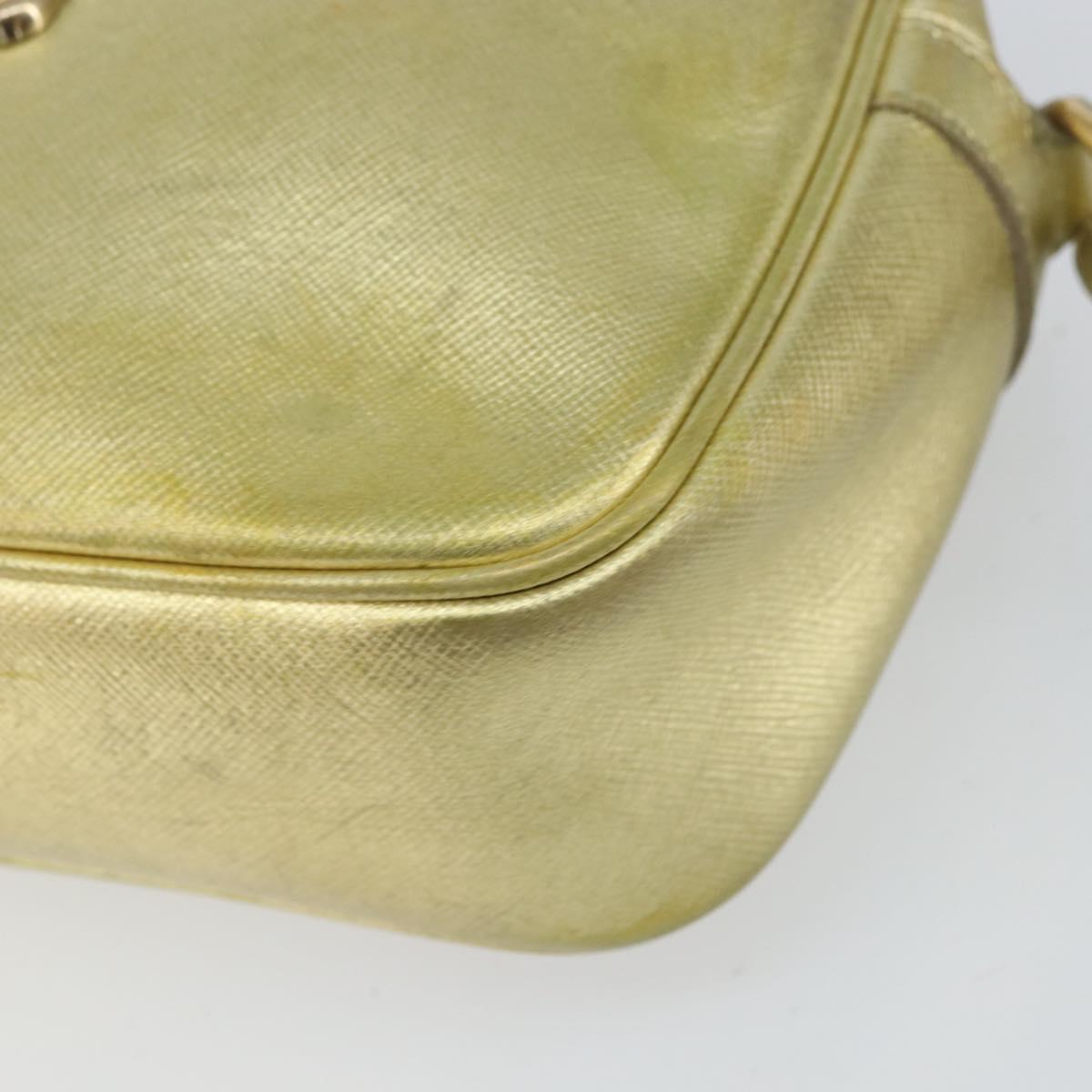 VERSACE Shoulder Bag Leather Gold Auth bs32189
