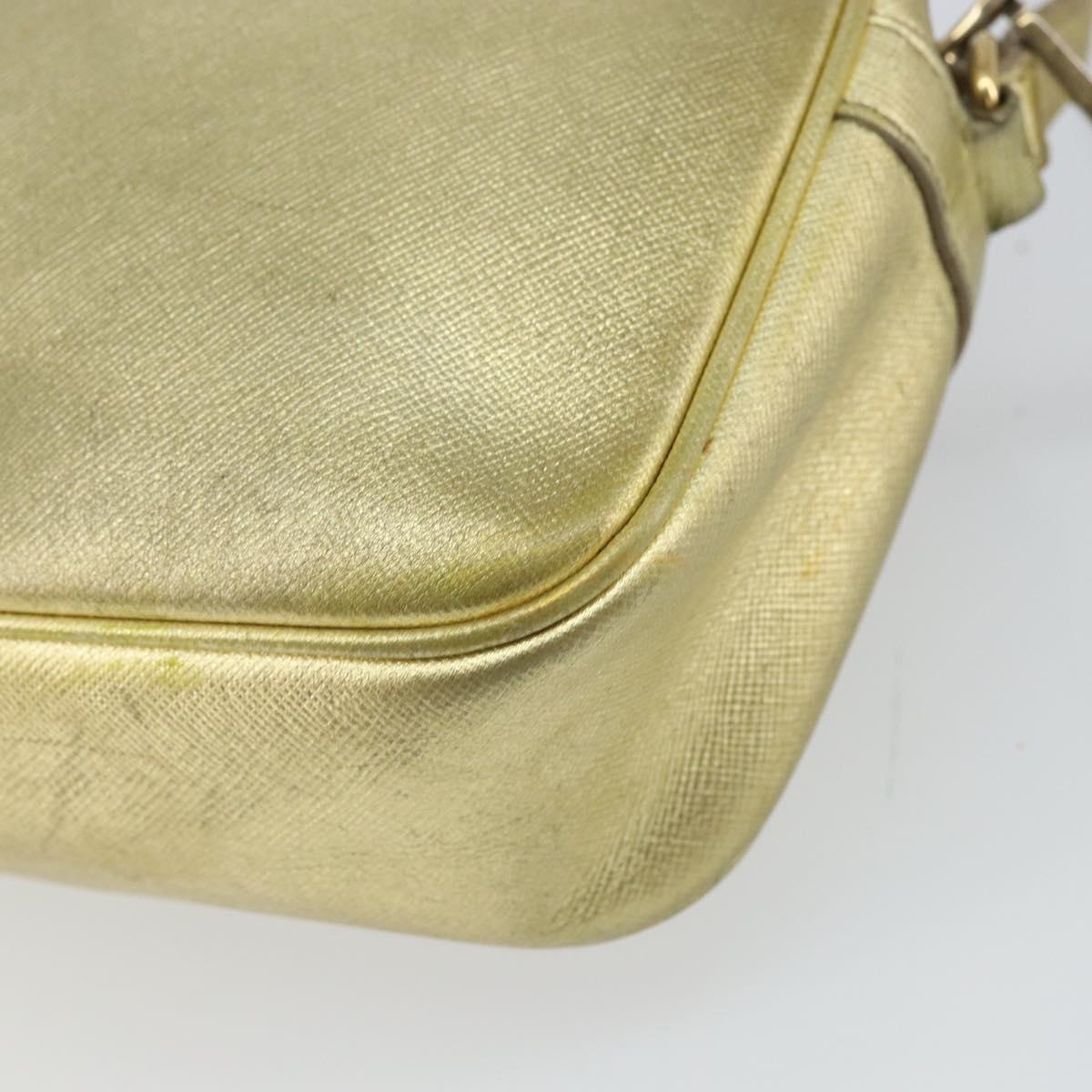 VERSACE Shoulder Bag Leather Gold Auth bs32189