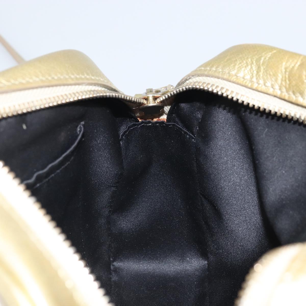 VERSACE Shoulder Bag Leather Gold Auth bs32189