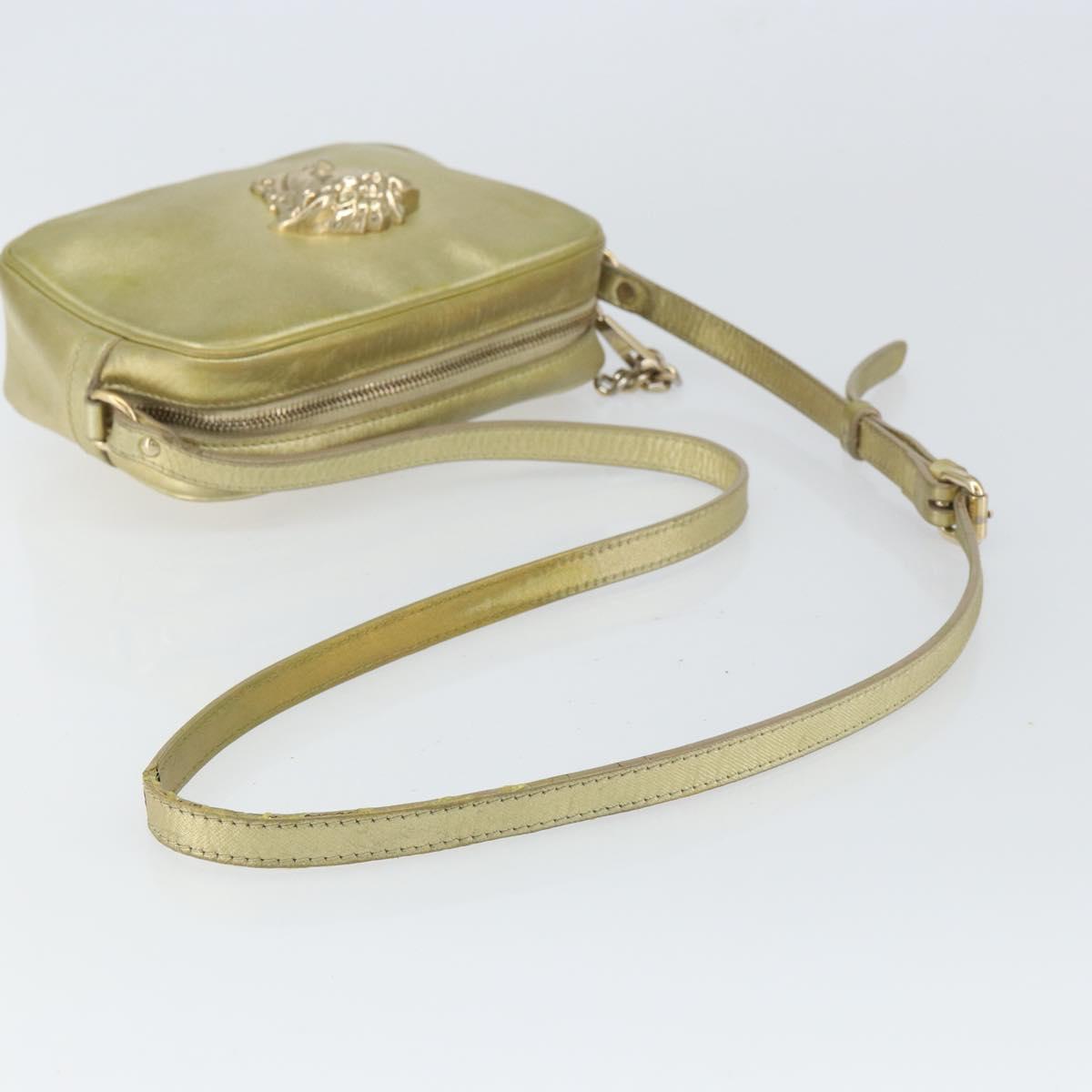 VERSACE Shoulder Bag Leather Gold Auth bs32189