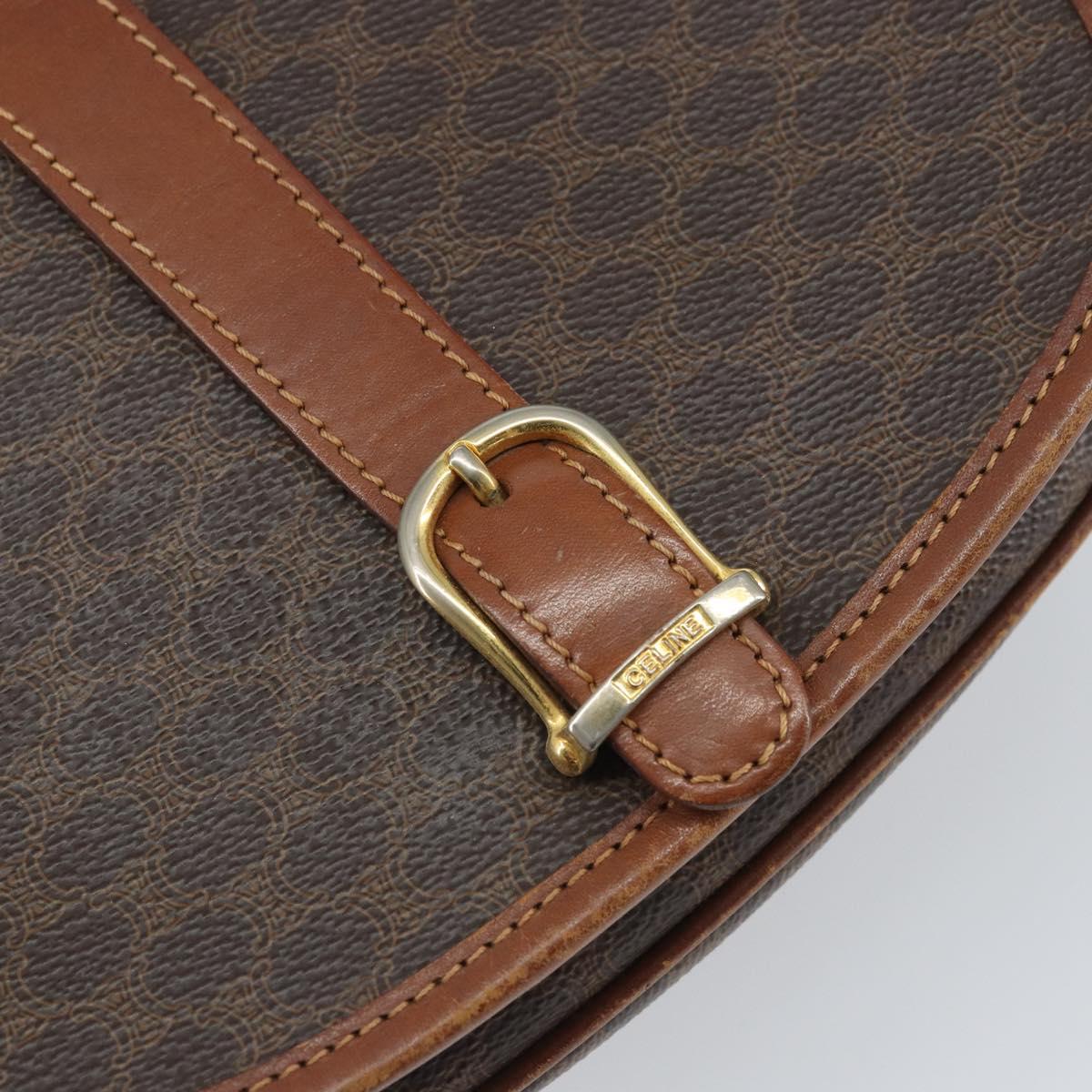 CELINE Macadam Canvas Shoulder Bag PVC Leather Brown Gold Auth bs32191