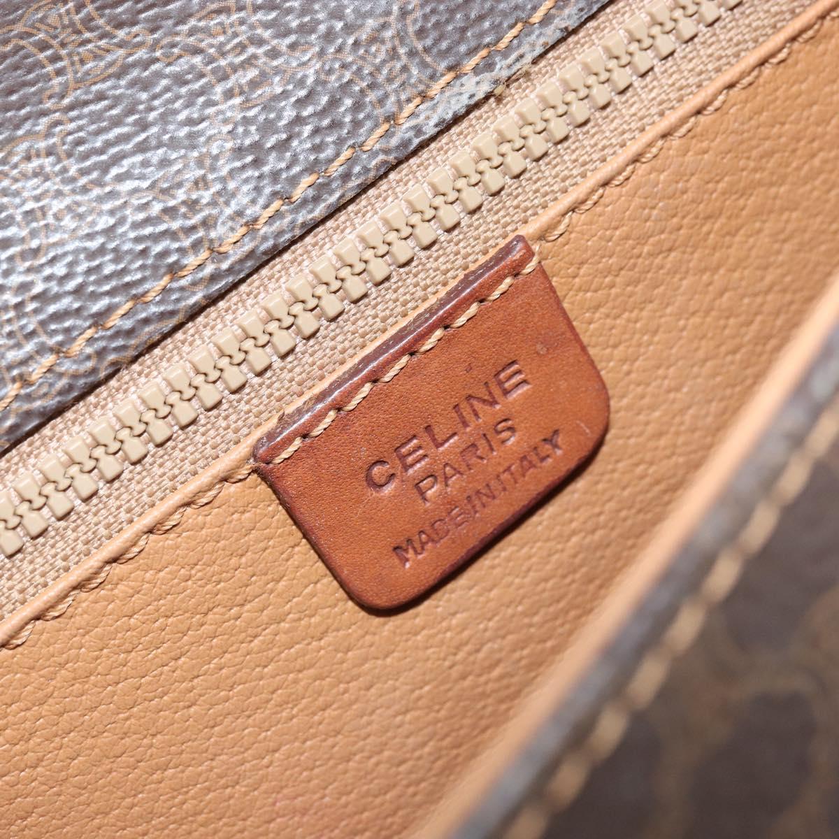 CELINE Macadam Canvas Shoulder Bag PVC Leather Brown Gold Auth bs32191