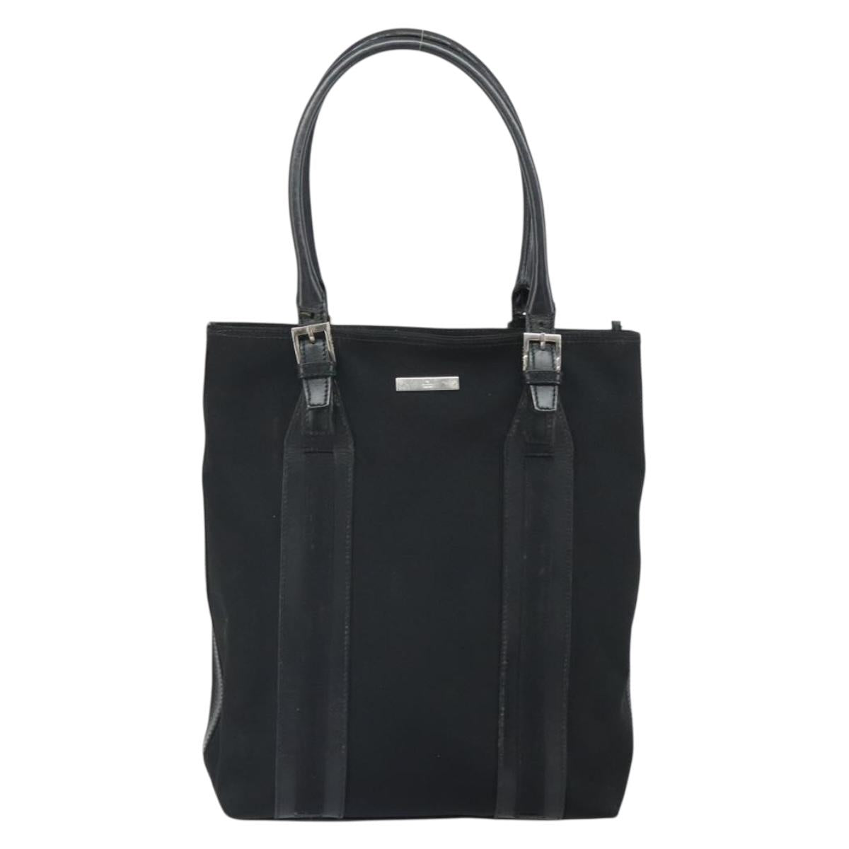 GUCCI Tote Bag Canvas Leather Black Silver 001 1098 2123 Auth bs32193