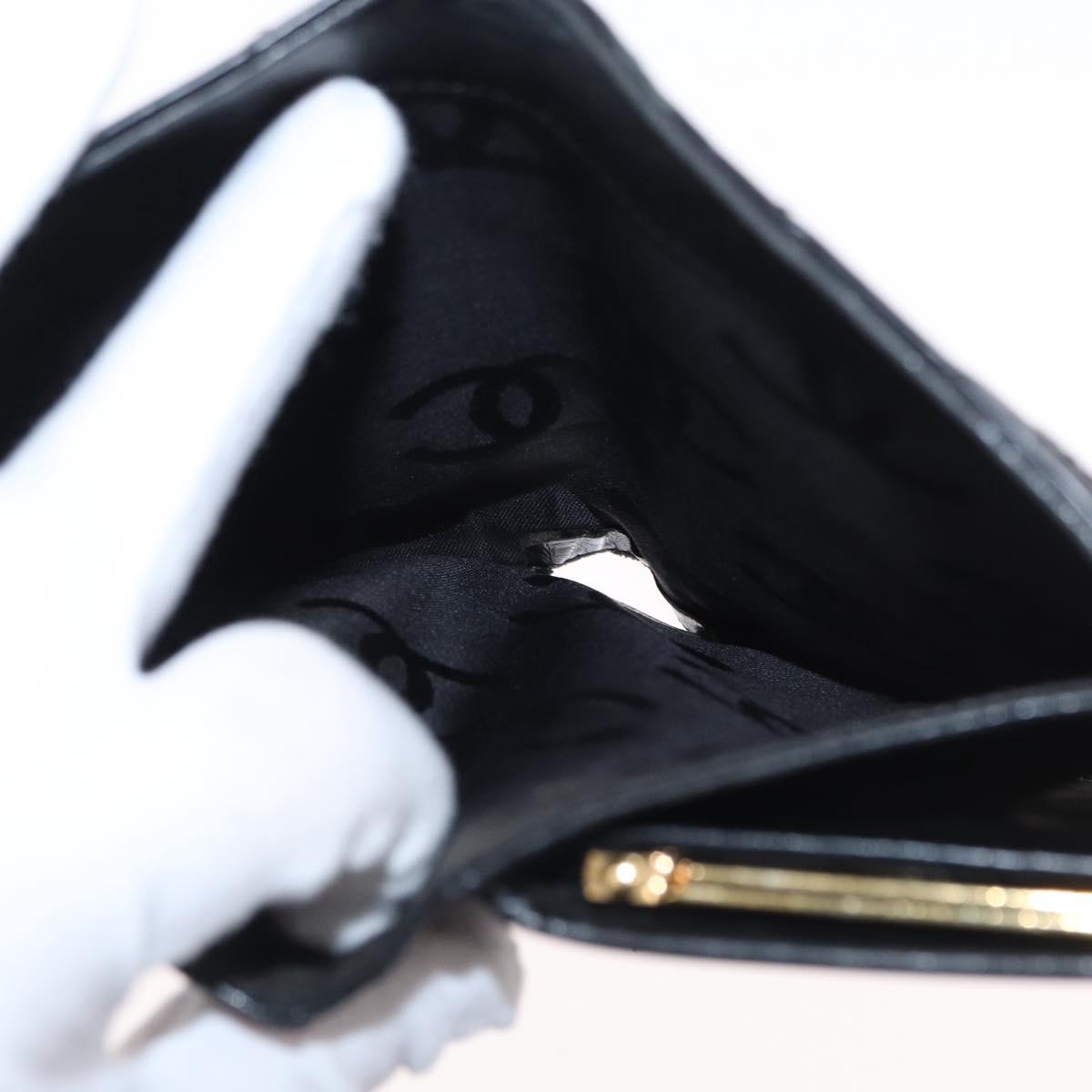 CHANEL Matelasse Long Wallet Leather Black Gold CC Auth bs32198
