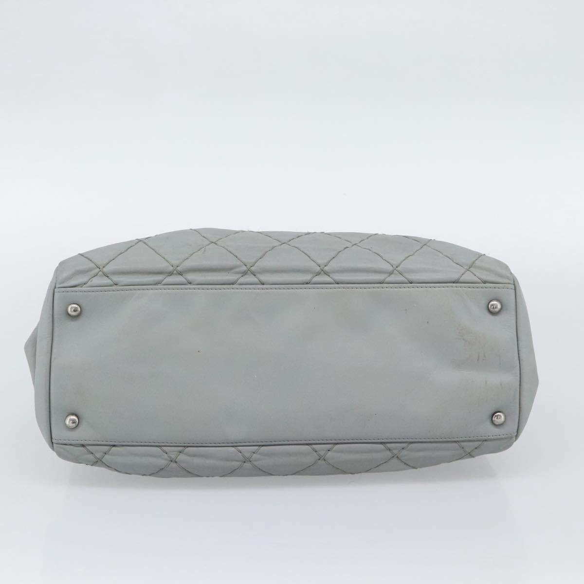 CHANEL Ultra Stitch Chain Shoulder Bag Leather Gray CC Auth bs32201