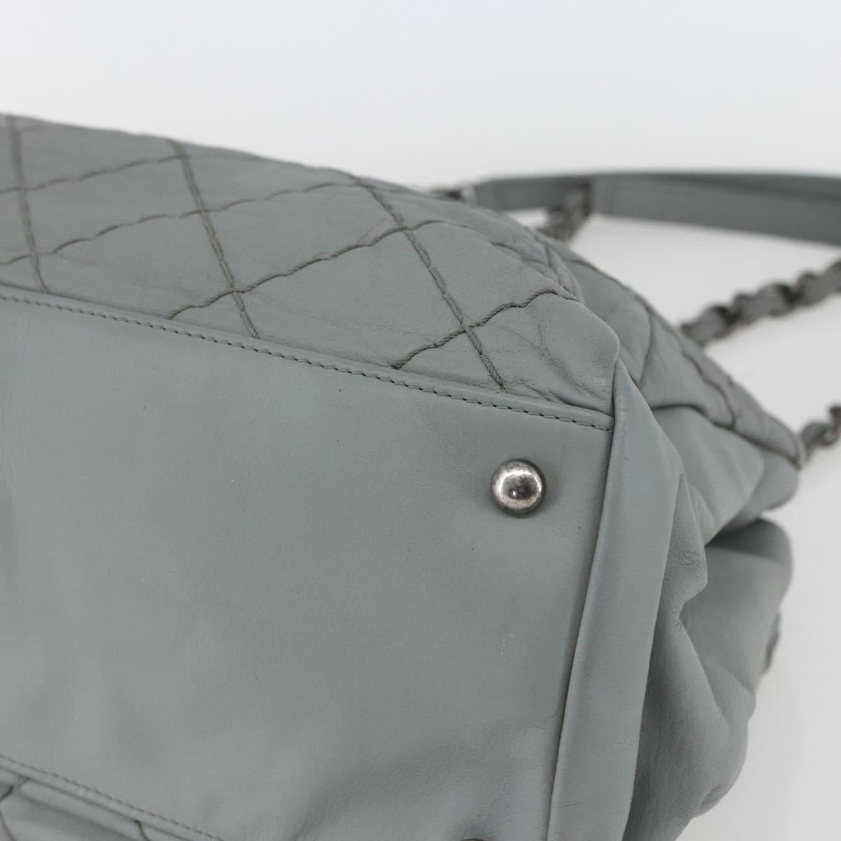 CHANEL Ultra Stitch Chain Shoulder Bag Leather Gray CC Auth bs32201