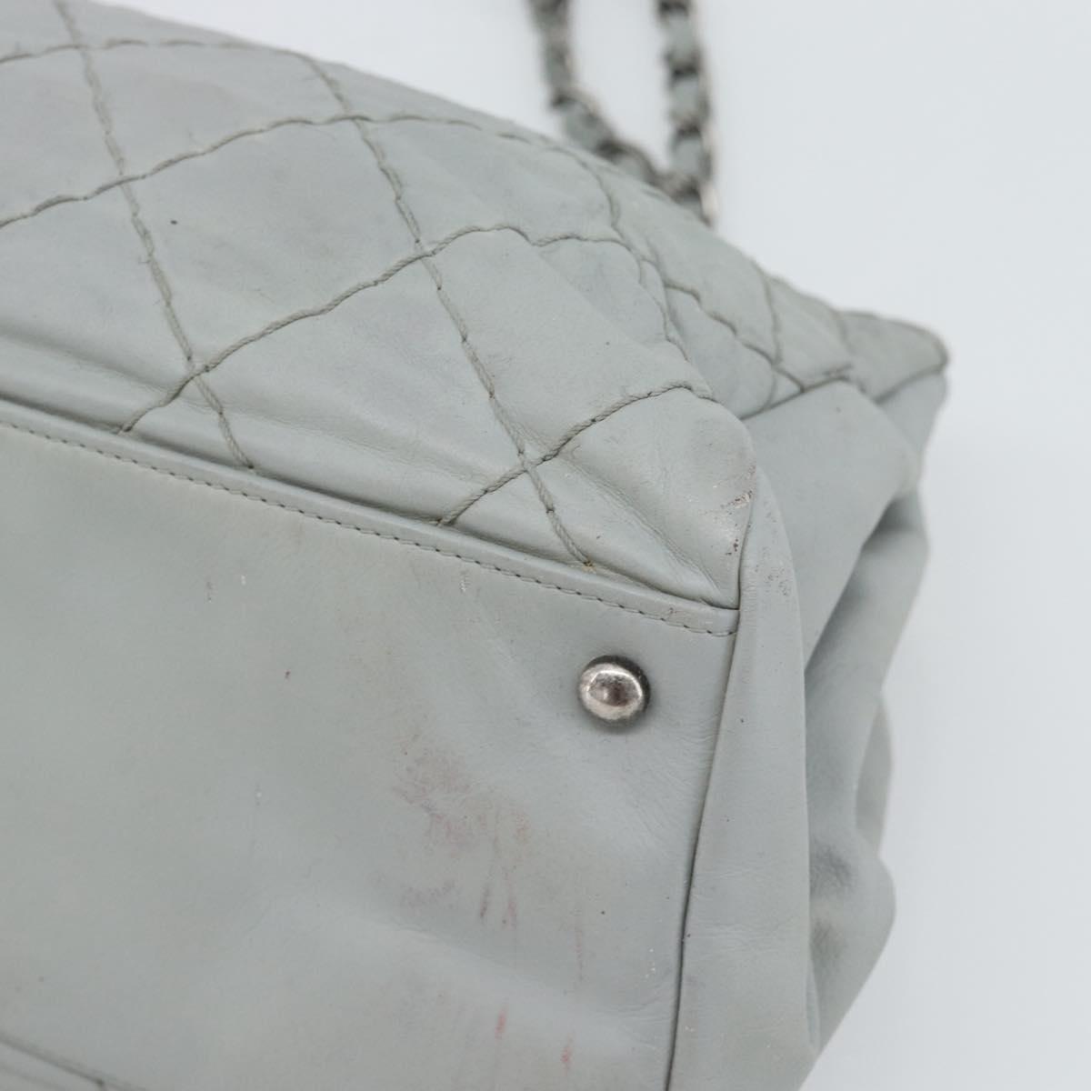 CHANEL Ultra Stitch Chain Shoulder Bag Leather Gray CC Auth bs32201