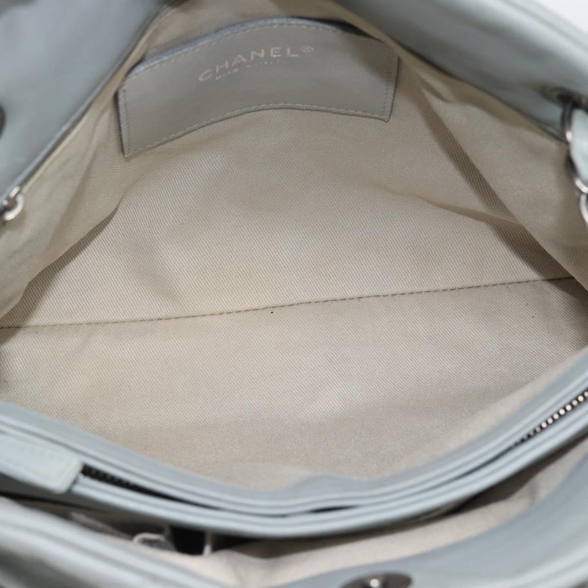 CHANEL Ultra Stitch Chain Shoulder Bag Leather Gray CC Auth bs32201