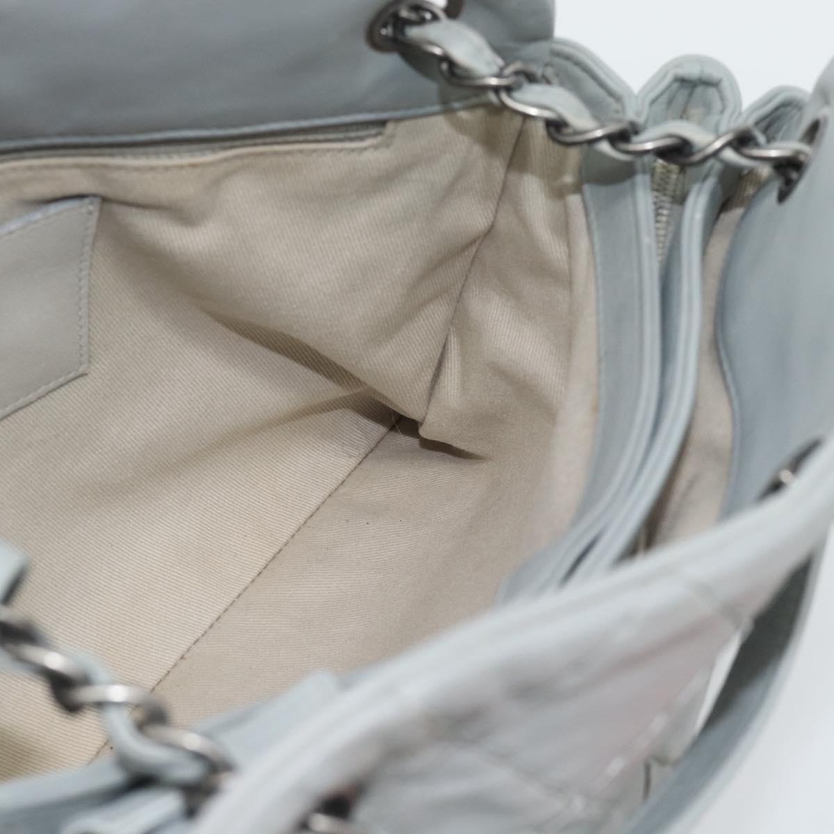 CHANEL Ultra Stitch Chain Shoulder Bag Leather Gray CC Auth bs32201
