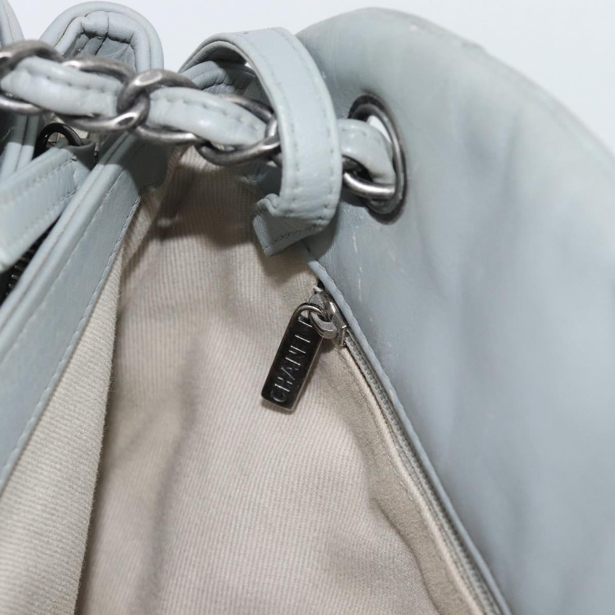 CHANEL Ultra Stitch Chain Shoulder Bag Leather Gray CC Auth bs32201