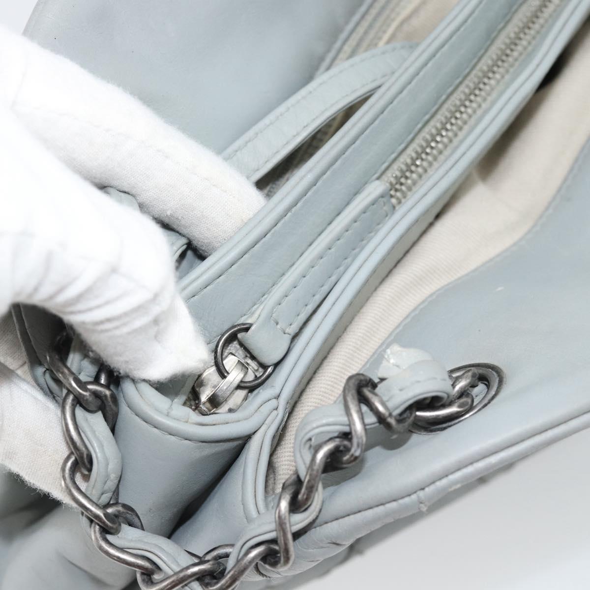 CHANEL Ultra Stitch Chain Shoulder Bag Leather Gray CC Auth bs32201