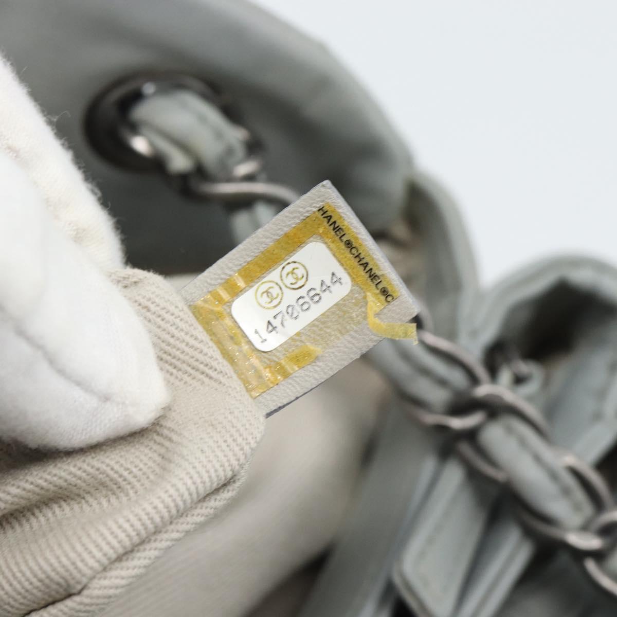 CHANEL Ultra Stitch Chain Shoulder Bag Leather Gray CC Auth bs32201