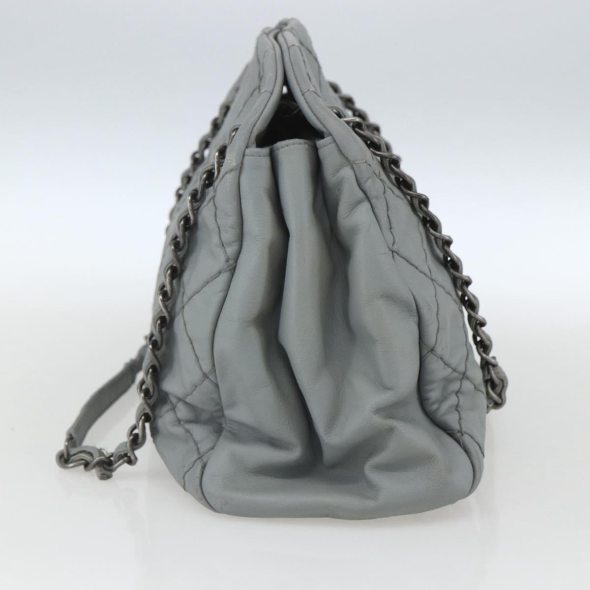 CHANEL Ultra Stitch Chain Shoulder Bag Leather Gray CC Auth bs32201