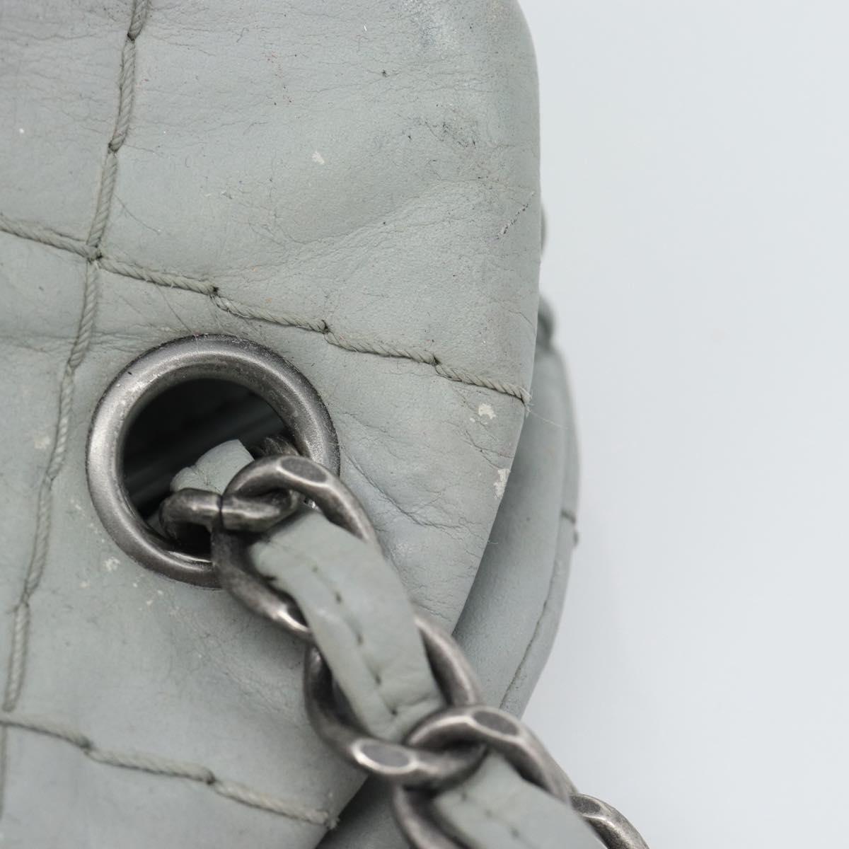 CHANEL Ultra Stitch Chain Shoulder Bag Leather Gray CC Auth bs32201