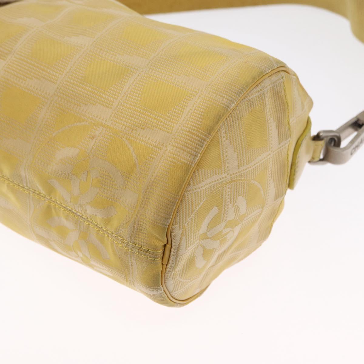 CHANEL New Travel line Shoulder Bag Nylon Yellow Silver CC Auth bs32204