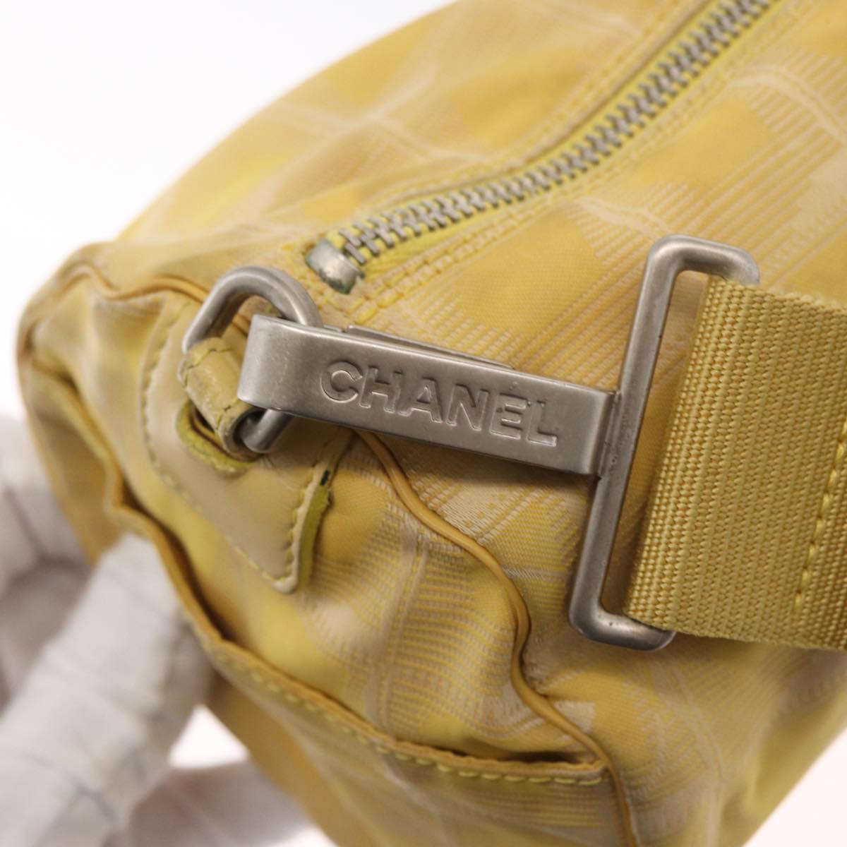 CHANEL New Travel line Shoulder Bag Nylon Yellow Silver CC Auth bs32204