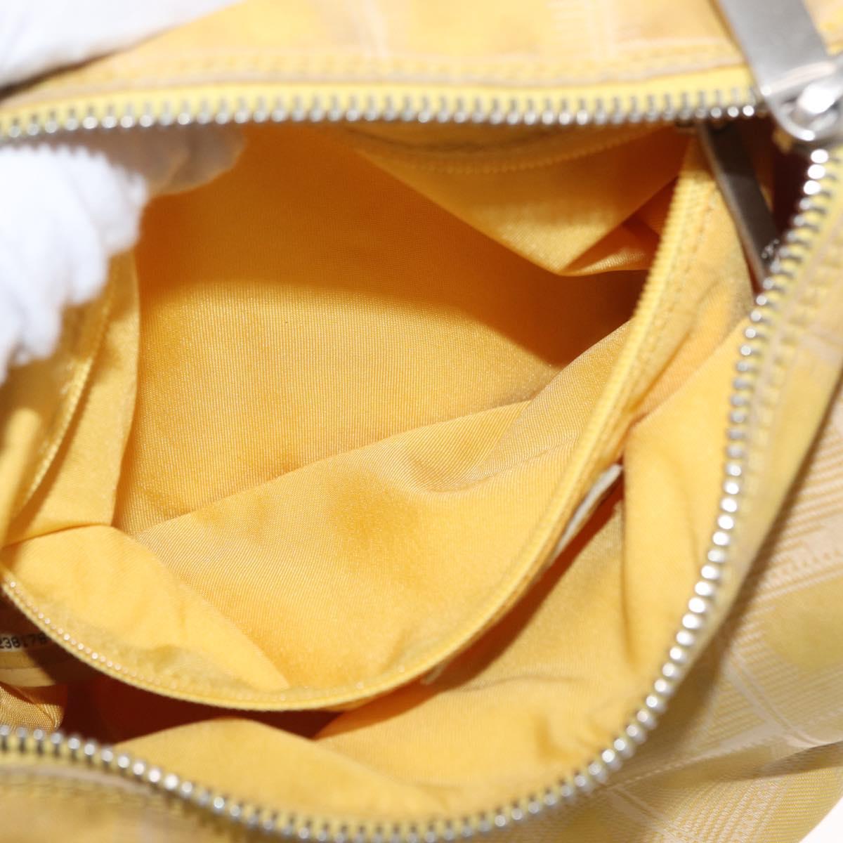 CHANEL New Travel line Shoulder Bag Nylon Yellow Silver CC Auth bs32204
