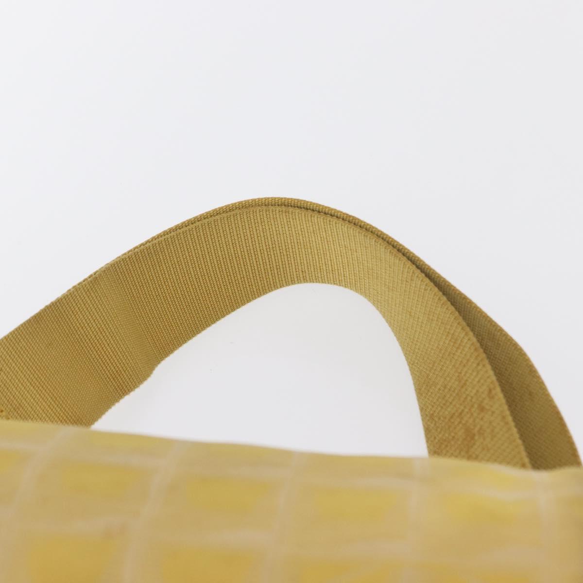 CHANEL New Travel line Shoulder Bag Nylon Yellow Silver CC Auth bs32204
