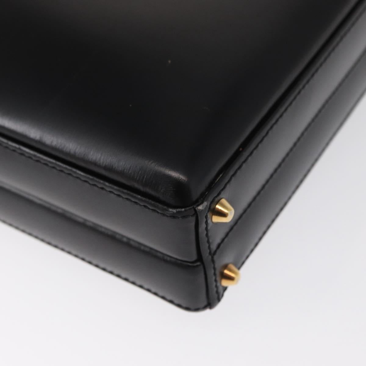 LOEWE Anagram Hand Bag Leather Black Gold Auth bs32207