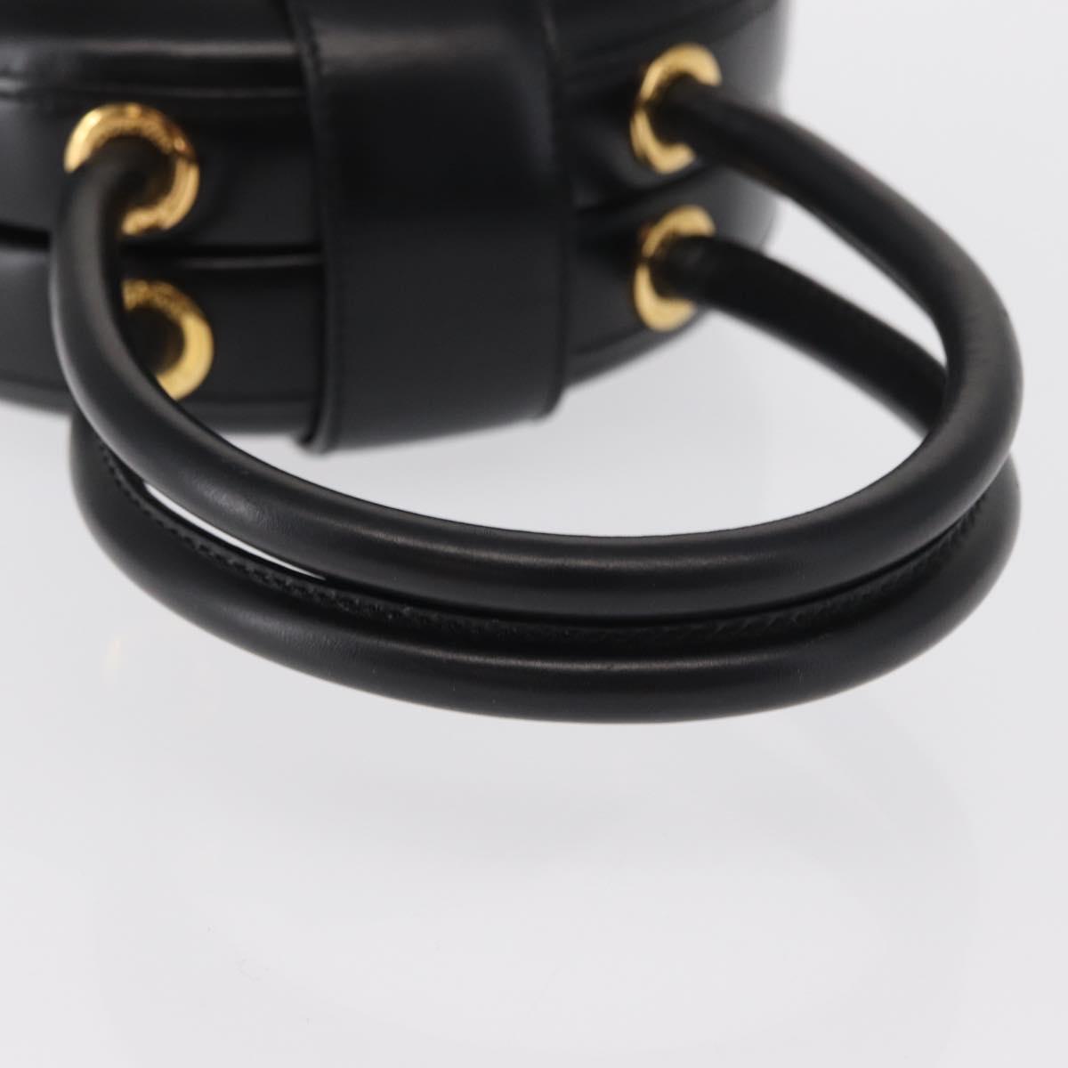 LOEWE Anagram Hand Bag Leather Black Gold Auth bs32207