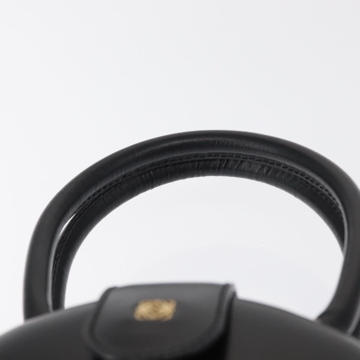 LOEWE Anagram Hand Bag Leather Black Gold Auth bs32207