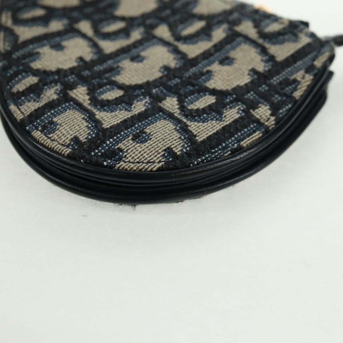Christian Dior Trotter Canvas Saddle Pouch Navy Gold Auth bs32208V