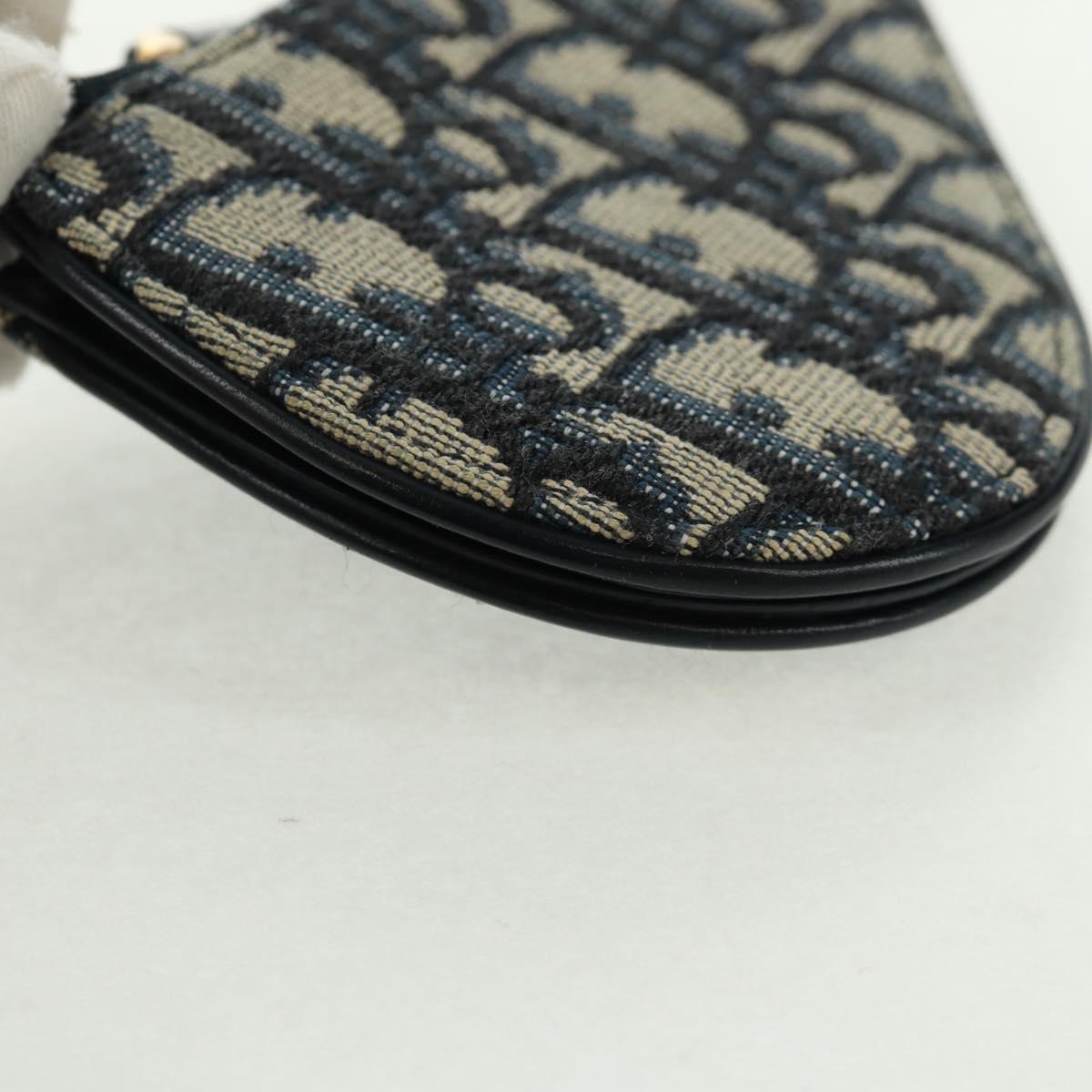 Christian Dior Trotter Canvas Saddle Pouch Navy Gold Auth bs32208V